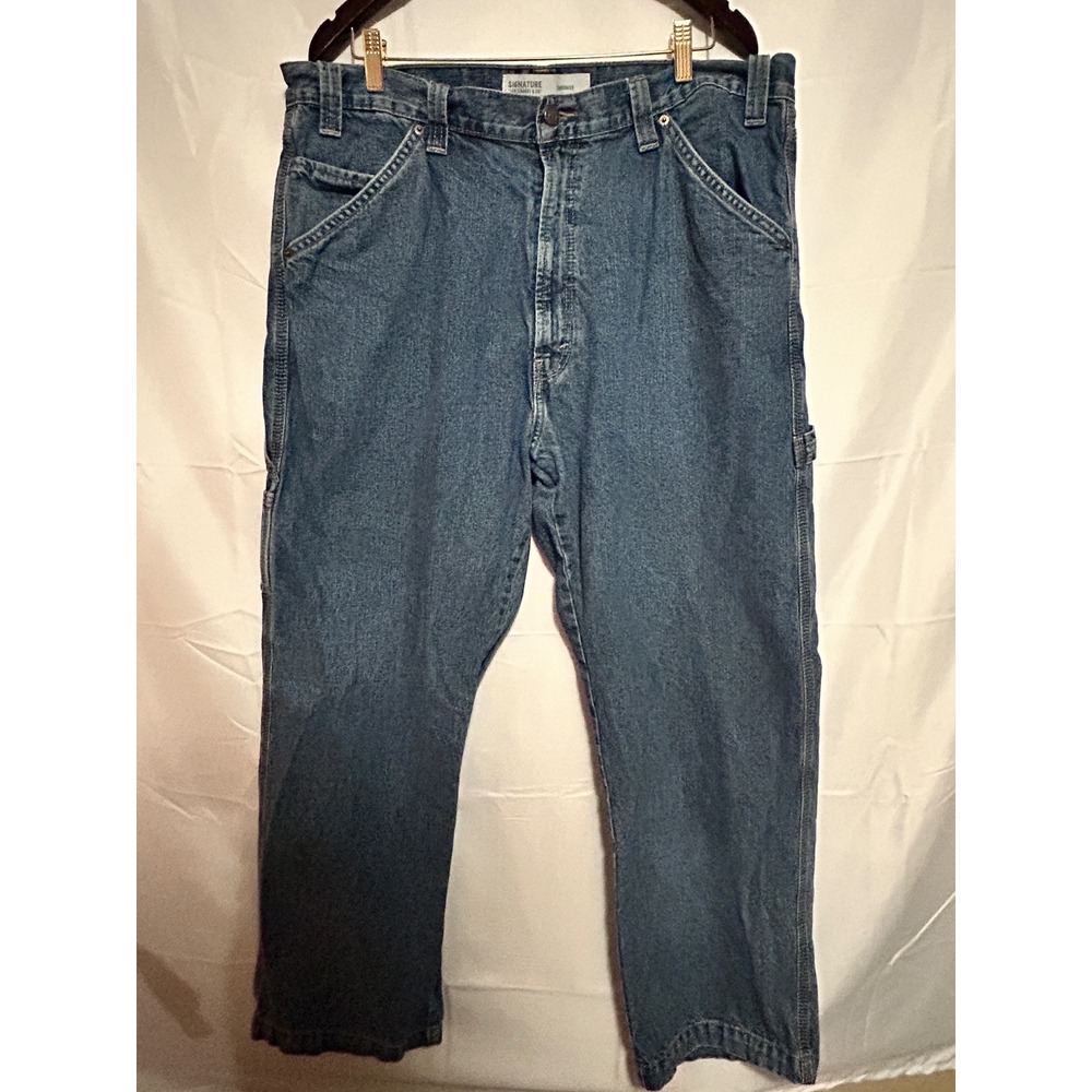 Signature by Levi‎ Strauss Mens Carpenter Jeans Medium Wash Blue 38x30 Baggy Y2K